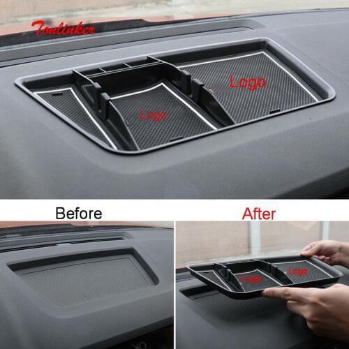 Tonlinker Cover sticker For Skoda KAROQ 2018 Car Styling 1 PCS ABS Center console storage phone holder Stowing Tidying Covers