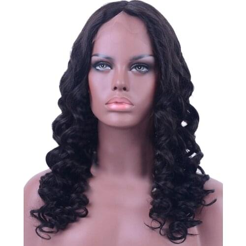 Natural Synthetic Hair Black Long Finger Curly Wavy Lace Front Wigs