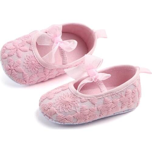 Baby Girls First Walkers Newborn Shoes Cute Floral Infant Prewalker Soft Bottom Anti Slip Toddler Girls Princess Shoes