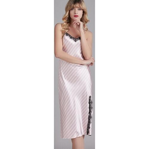 Pijama womens summer sexy lace split suspenders Nightwear womens summer elegant mid-length dresses 2020 Nightgown