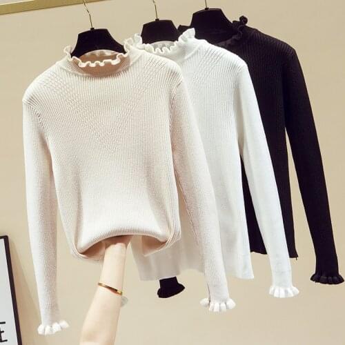 Thick Solid Color Black White Female Autumn Clothes Korean Knitted For WomenS Pullovers 2020 Winter Sweater Clothes Top A6572