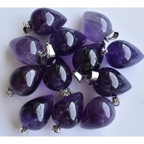 Wholesale 12pcs/lot 2020 new good quality natural amethysts circular Cone shape Pendants for jewelry making free shipping