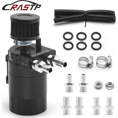 RASTP-Universal Baffled Oil Catch Can/Tank/Reservoir Tank with Breather Filter Aluminum Fuel Tanks RS-OCC009