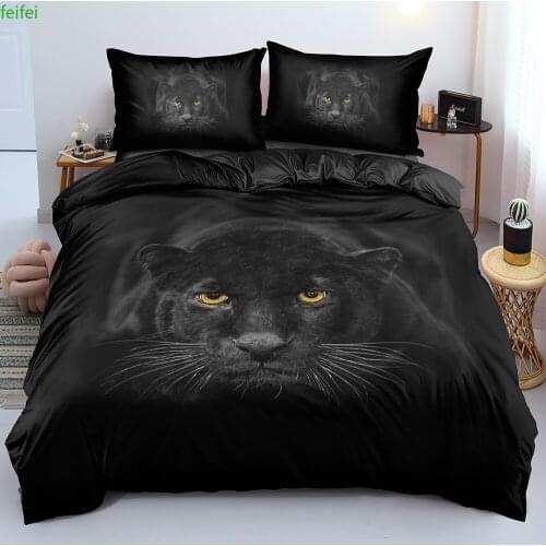 Leopard Beddings 3D Design Black Quilt Cover Sets Animal Comforter Covers Pillow Covers 160 *200cm Full Twin Double King Size