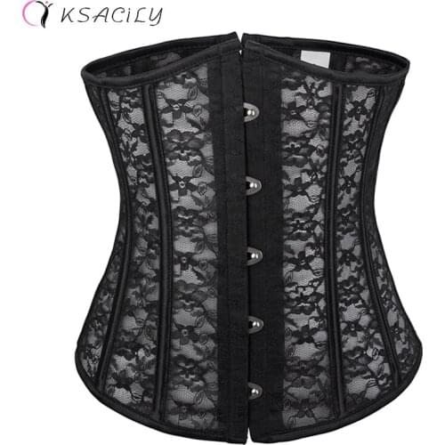 Sexy Corset Bustiers Lace Mesh Steampunk Lingerie Shapers Corset Boned Underbust Top Body Shaper Burlesque Women Gothic Clothing