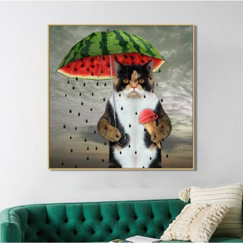 Modern Nordic Cat Canvas Painting Animal Posters and Prints Wall Art Pictures for Kids Living Room Nursery Interior Home Decor