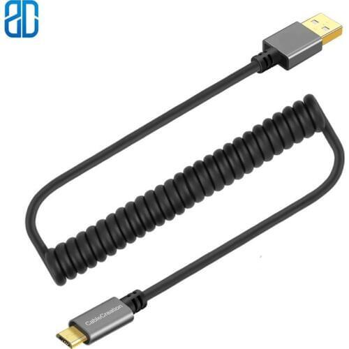 Coiled USB Cable USB A to Micro USB Charging Data Cord, Compatible Android Smartphone Wall and Car Charger Black