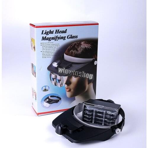 1 Set Dental Lab LED Head Light Loupe with 4 Lenses Light Glass Salon Magnifier