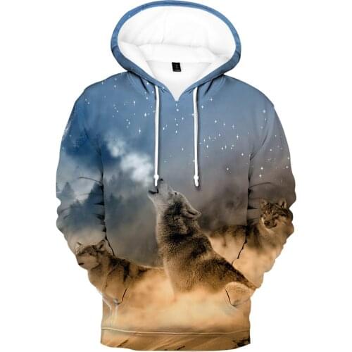 3D Printing Wolf Hoodies Sweatshirts Mens And Womens Spring Autumn Pullovers Fashion Personality Wolf Clothes Cool Boys Coats