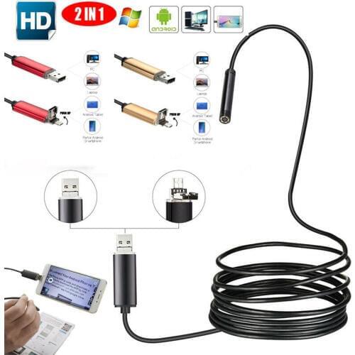 USB Endoscope Borescope Snake Inspection Camera Android Mobile Phone 5M 2in1 5.5mm