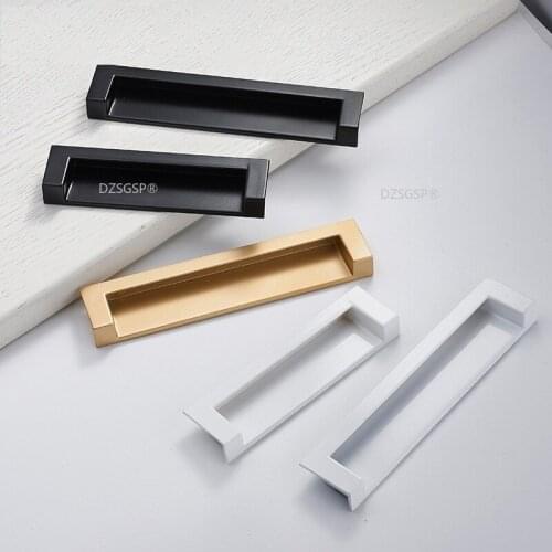 Zinc Alloy Silver Black Gold Nordic Style Cupboard Drawer Handle Furniture Closet Knobs Recessed Kitchen Cabinet Pulls