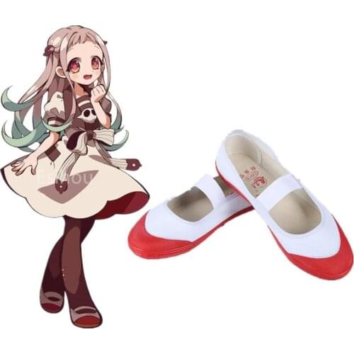 Japan Anime Toilet-Bound Hanako-kun Nene Yashiro Shoes Cosplay Costumes Accessories Girl Dancing Canvas Shoes White Red Women