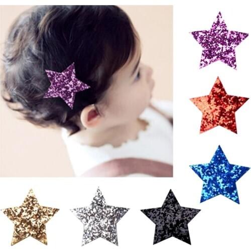 6Pcs/Set Fashion Girls Alligator Hair Clips Star Decor Hair Pin Sequin Barrettes For Party Dress Up Hair Accessories