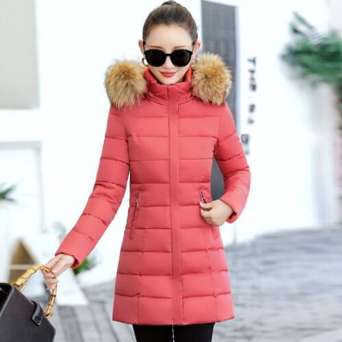 Womens Jacket Casual Down Cotton Winter Jacket Long Parkas Faux Fur Collar Warm Female Casual Cotton Padded Coat X682