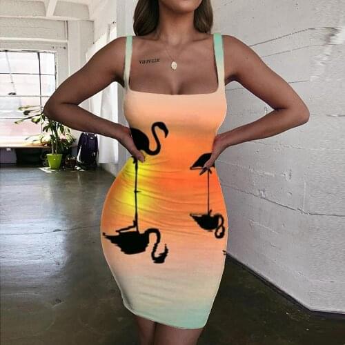 KYKU Animal Dress Women Sunset Sundress Moon Vestido Sexy Landscape Ladies Dresses Womens Clothing Mini Evening Vintage Boho