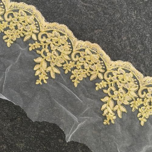 Gold 19cm width lace trim, rhinestones apliques cristales trim parches sew on lace trimming motif patches for clothes