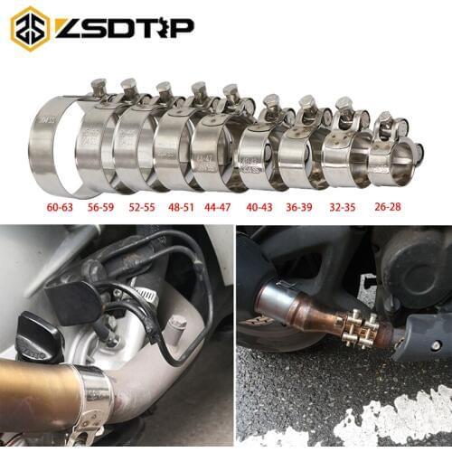 ZSDTRP 26-63mm Motorcycle Exhaust Pipe Muffler Clamp Stainless 304 Fixed Water Pipe Clamp Escape For Most Moto Model