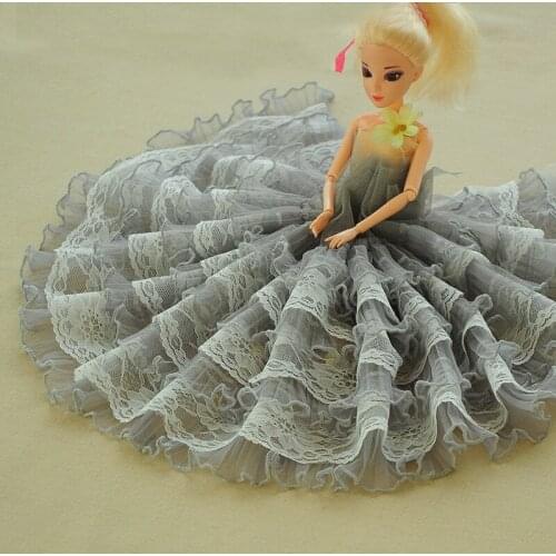 1meter/lot 20cm Multi-Layer Pleated Lace Trim Wedding Dress Baby Skirt Baby Doll Sewing Supply