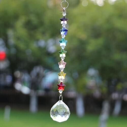 1PCS Chandelier Crystal Ball Prism Rainbow Star Beads Chakra Hanging Suncatcher Hanging Crystals Ornament