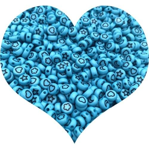 100pcs/Lot 7mm Oval Shape Acrylic Spaced Beads Stars Moon Beads For Jewelry Making DIY Charms Bracelet Necklac#01