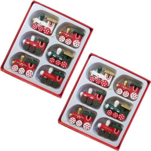 12pcs Hanging Locomotive Ornament Christmas Pendant Party Decorative Accessory