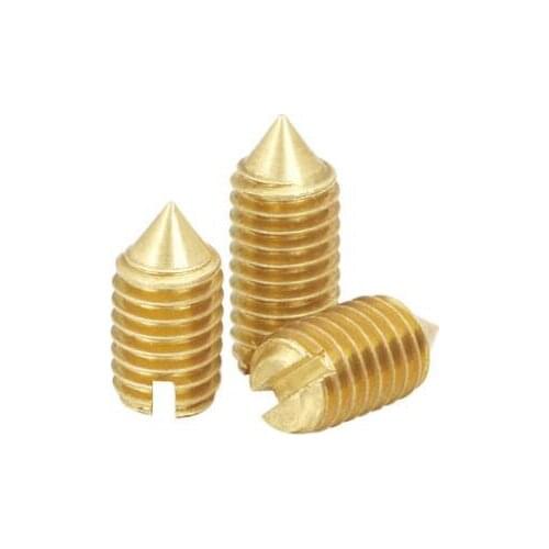 30pcs M2 brass tip screws bolt slotted tips tightening machine meter headless stop screw bolts 2mm-12mm length