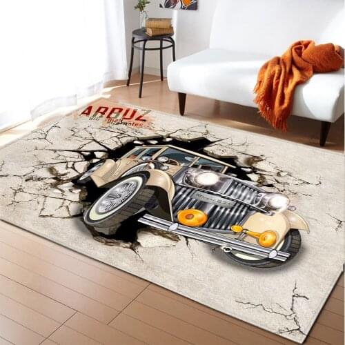3D Living Room Carpets Classic Cars Rug for Boys Bedroom Flannel Non-slip Kids Play Game Floor Area Rug Kitchen Rugs