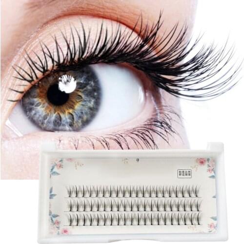 60Pcs 8/9/10/11/12mm Eyelash Extensions Curved Natural Fiber Realistic Long Eyelashes for Beauty