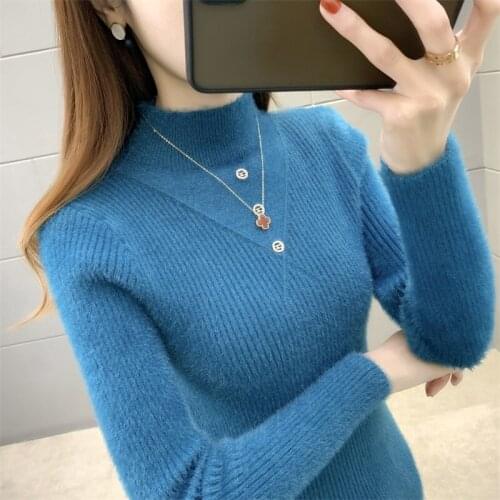 7029 (No.2, row 2, upper floor of west room) winter womens half high collar knitted wool elastic bottomed sweater 35