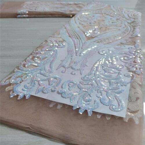 African Lace Fabric pink 2021 yellow High Qulity Latest Nigerian Wedding Lace Fabrics Embroidered Tulle French Laces Material