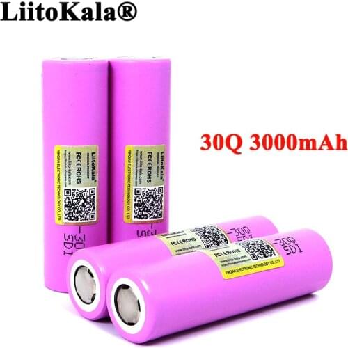 LiitoKala New 30Q 18650 3000mAh battery inr1865030q 3.6V discharge 20A, dedicated For 30Q batteries Short hair