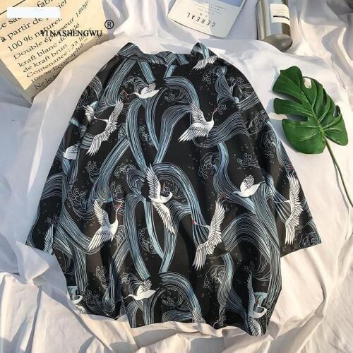 Asian Unisex Shirt Sun Protection Clothing Blouses Japanese Kimono Traditional Yukata Harajuku Cardigan Japan Kimono Femme Shirt