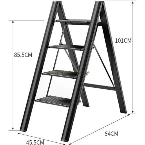 Household Multi-functional Folding Ladder Thickened Aluminum Alloy Herringbone Ladder Flower Rack Three-step Portable Lad