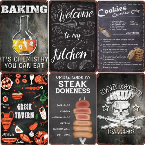 Welcome To My Kitchen Metal Poster Baking Cooking Vintage Tin Signs Pub Cafe Decoration Baker Wall Art Painting Home Decor N353