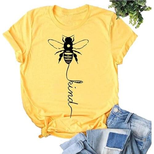 Bee Kind Harajuku Grunge T-Shirt Stylish Short Sleeve Be Kind Slogan Aesthetic Tee Summer Bees Graphic Trendy Stylish Outfits
