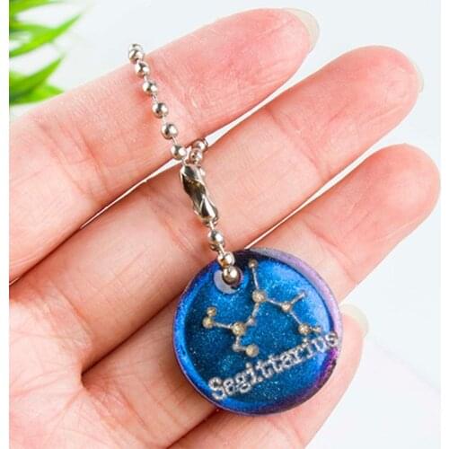 Crystal Epoxy Resin Mold 12 Constellations Pendant Casting Silicone Mould DIY Crafts Jewelry Making Tools