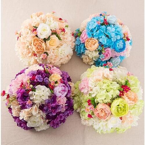Artificial Hydrangea Peony Flower Ball Multicolor Road Lead Wedding Flower Bouquet Hotel Background Wall Decor Party Supplies