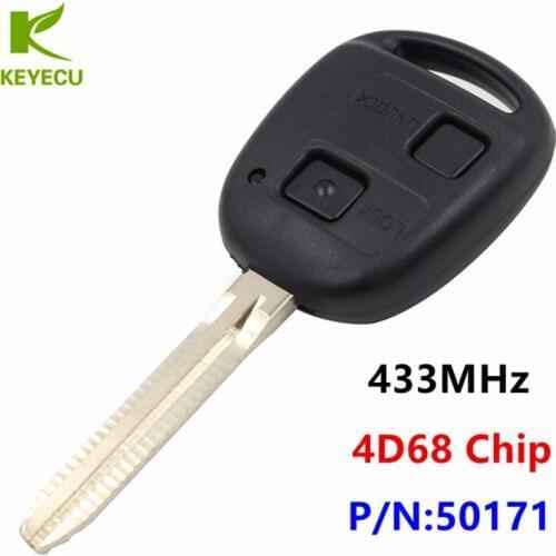 KEYECU Remote Key Fob 2 Button 433MHz 4D68 Chip for Toyota RAV4 2003-2005 , Avensis Prado Tarago P/N: 50171