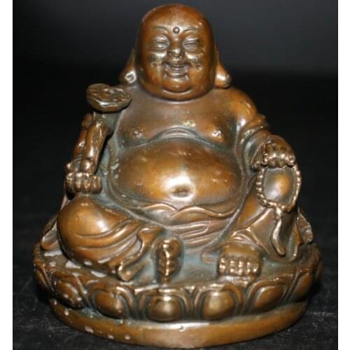 China brass maitreya Buddha small crafts statue