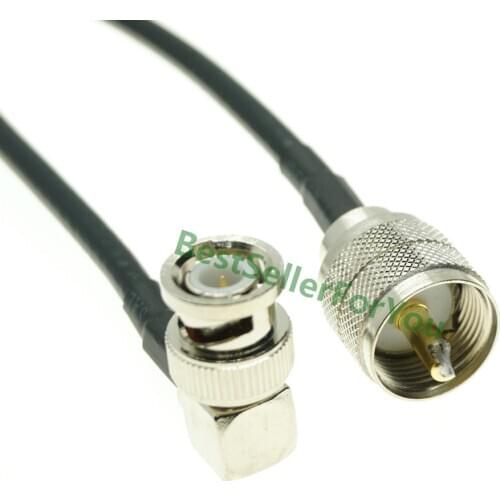 BNC Male Q9 Right Angle RA To UHF Male PL259 Plug Jumper Pigtail Coax RG58 Cable