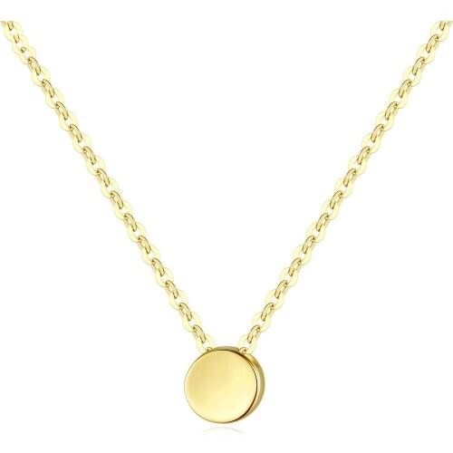 MetJakt 14K Gold Circle Style Simple and Versatile Style Elegant O-chain Womens Necklace