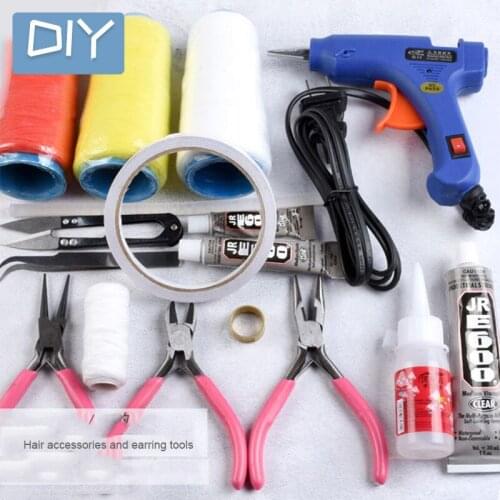 Jewelry DIY Tool Sets High Temp Heater Melt Hot Glue Gun Repair Tools Heat Gun Blue Mini Gun With Trigger US/EU plug Pliers