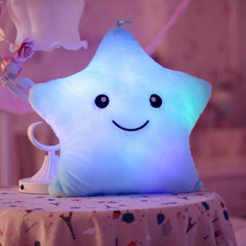 Nooer Led Light Luminous Colorful Star Plush Toy Luminous Lighting Flashing Star Pillow Kids Toys Birthday Gift