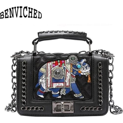 BENVICHED 2021 new Retro rivets small square package female chain lock handbag fashion Women shoulder Bag Messenger bag L031