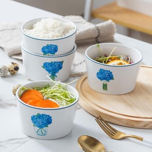 New western style Creative Blue bouquet salad desserts household bowl ceramic dog bowl tableware