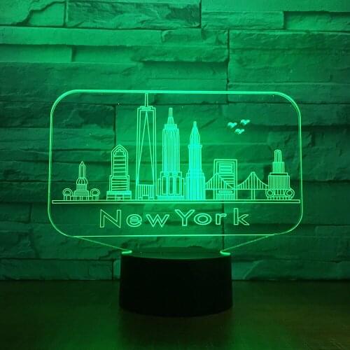 New York City Building 3D Night Light Colorful Led Atmosphere Bedroom Table Lamp Lovely 7 Color Change Home Decoration Lighting