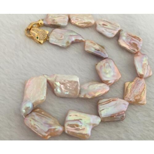 Huge 14-17mm baroque pink pearl necklace 18inch 36"