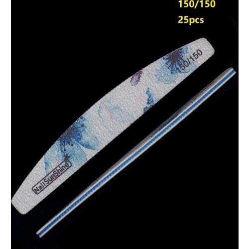 Quliaty 25pcs Nail File printing Double Side Buffer 150/150 Trimmer Sandpaper Professional Nail File Sanding Manicure Polishing