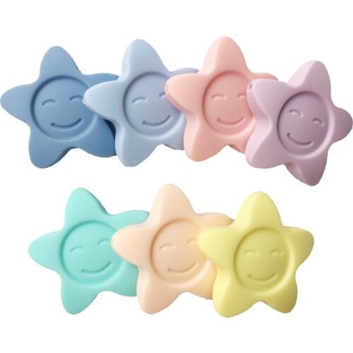 Food grade Candy Colors Star Silicone beads teether for DIY Necklaces baby silicone sunflowers star Beads Candy colors