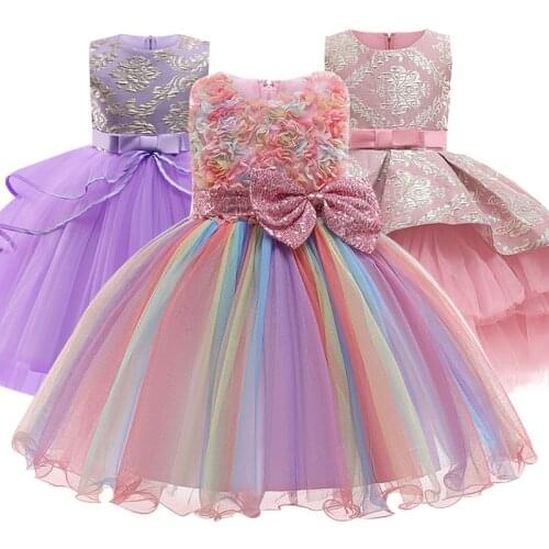 Princess Flower Girl Dress Summer Tutu Wedding Birthday Party Dresses For Girls Childrens Costume 3-10 years Prom clothes
